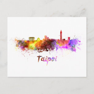 Taipei-Skyline in Aquarellfarbe Postkarte