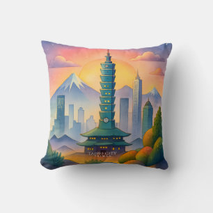 Taipei Stadt Taiwan Skyline Wasserfarbe Kissen