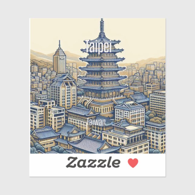Taipei Taiwan 3 Inch Vinyl Sticker (Blatt)