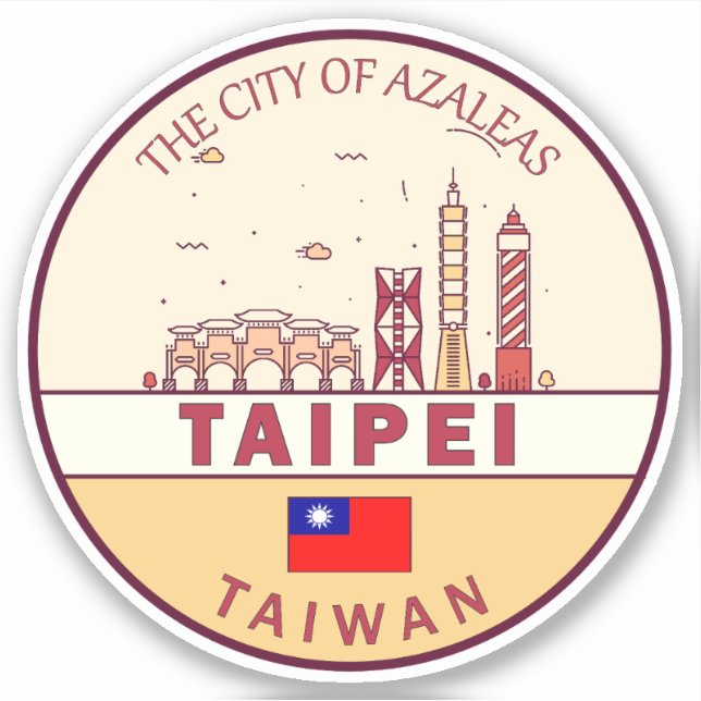 Taipei Taiwan City Skyline Emblem Aufkleber (Vorderseite)