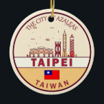 Taipei Taiwan City Skyline Emblem Keramik Ornament<br><div class="desc">Taipei minimalistisch,  bunt Kunstdesign mit Denkmälern und Sehenswürdigkeiten der Stadt in Taiwan.</div>