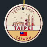 Taipei Taiwan City Skyline Emblem Keramik Ornament<br><div class="desc">Taipei minimalistisch,  bunt Kunstdesign mit Denkmälern und Sehenswürdigkeiten der Stadt in Taiwan.</div>