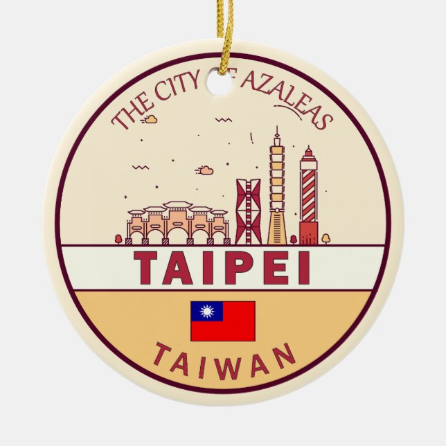 Taipei Taiwan City Skyline Emblem Keramik Ornament (Vorne)