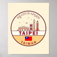 Taipei Taiwan City Skyline Emblem