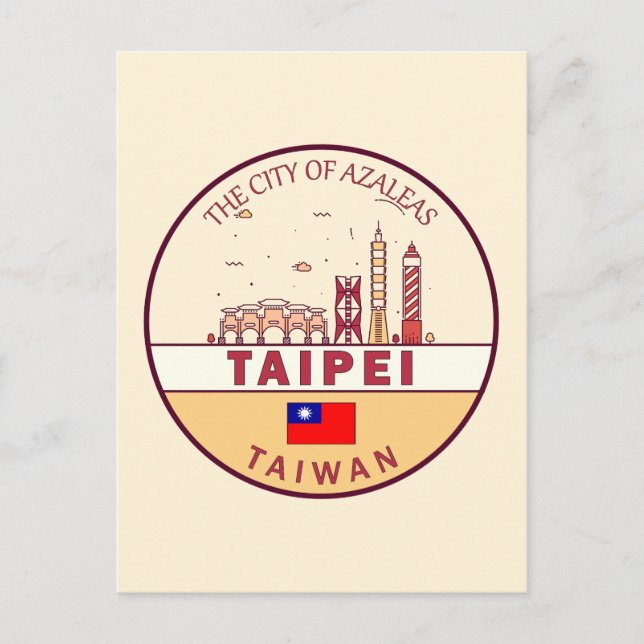 Taipei Taiwan City Skyline Emblem Postkarte (Vorderseite)