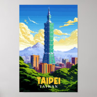 Taipei Taiwan Reisen Kunst Vintage Illustration