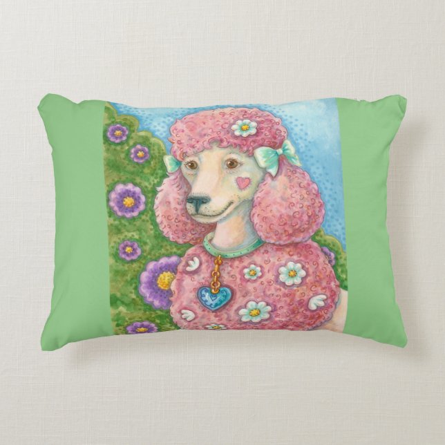 TAISCH DER Pink Poodle ACCENT PILLOW Border Dekokissen (Vorderseite)