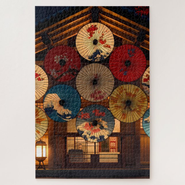 Taisho Romantische Nacht mit gemalten Wagasa Puzzle (Vertikal)