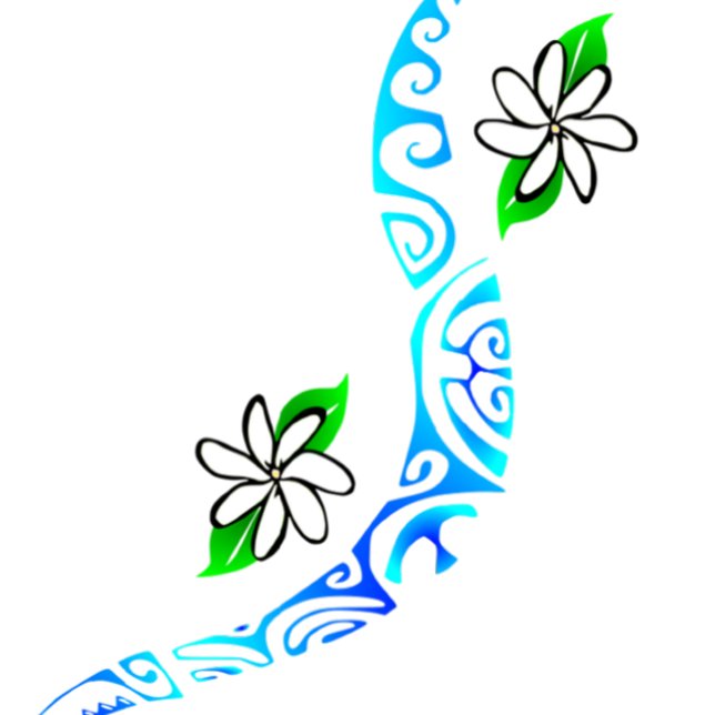 TAITIARE KISSEN (Fleurs de Tiaré avec motifs polynésiens "marquisiens". )