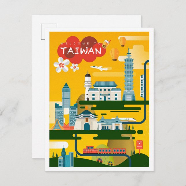 Taiwan Art Travel Illustration Postkarte (Vorne/Hinten)