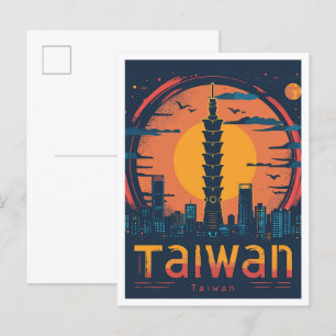 Taiwan Art Vintage Travel Illustration Postkarte