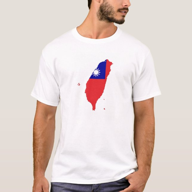 Taiwan-Chinalandflaggen-Kartenform-Silhouette T-Shirt (Vorderseite)