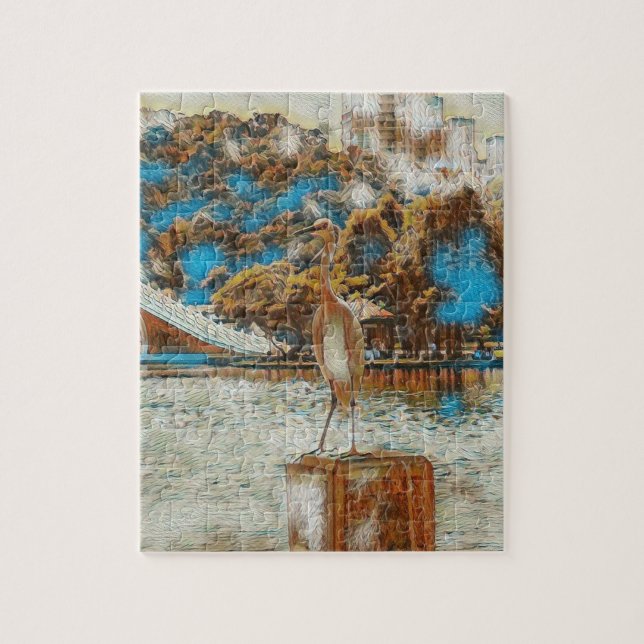 Taiwan Crane Dahu Park Landschaft Puzzle (Vertikal)