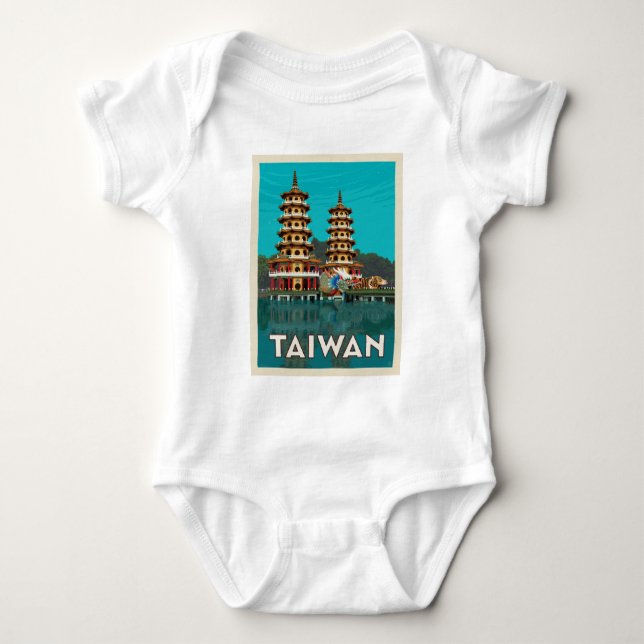 Taiwan | Dragon und Tiger Pagodas Baby Strampler (Vorderseite)