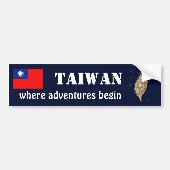 Taiwan Flag + Karte Autoaufkleber (Vorne)
