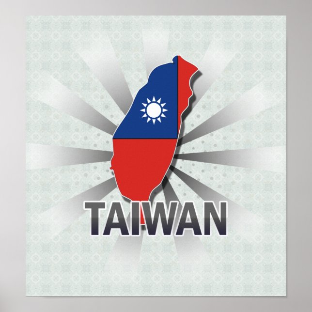 Taiwan Flag Map 2.0 Poster (Vorne)