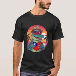 Taiwan-Flagge-Alligator-Sonnenuntergang-Taiwanesis T-Shirt