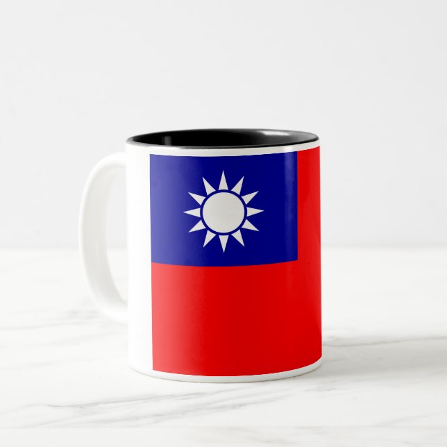 Taiwan-Flagge: Republik China, Chinesisch-Taipeh Zweifarbige Tasse (Vorderseite Links)
