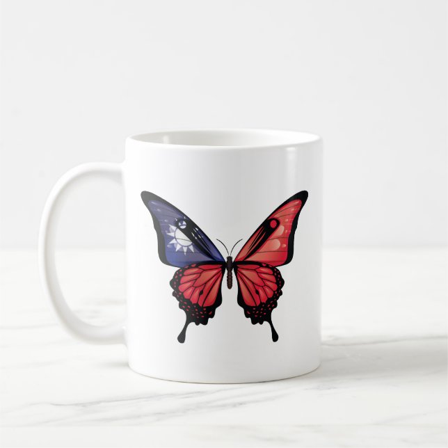 Taiwan Frack Butterfly Flag Aufkleber Kaffeetasse (Links)