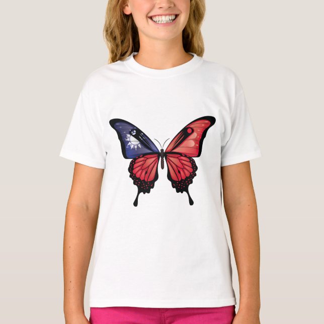 Taiwan Frack Butterfly Flag Aufkleber T-Shirt (Vorderseite)