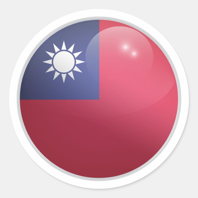 Taiwan Glossy Circle Flag Runder Aufkleber (Vorderseite)