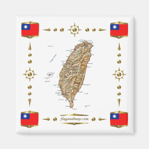 Taiwan Map + Flags Magnet
