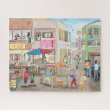 Taiwan Morning Market Illustration Jigsaw Puzzle