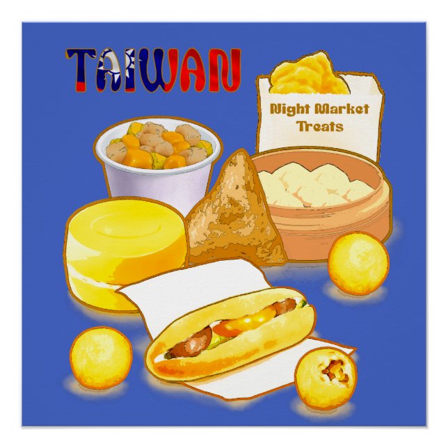 Taiwan Night Market Leckerei - Dim Sum Taro Balls Poster (Vorderseite)