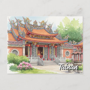 Taiwan Tainan Temple Travel Postkarte