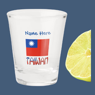 Taiwan taiwanesische Flagge Blau Personalisierung  Schnapsglas