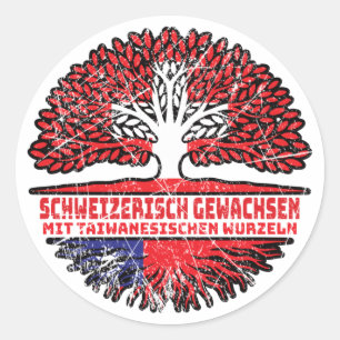 Taiwan Taiwanisch Schweizer Schweiz Baum Wurzel Runder Aufkleber