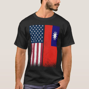 Taiwan Taiwanische amerikanische Flaggen Proud USA T-Shirt