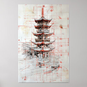 Taiwan Taoist Temple Char Art Poster"Beschreibung: Poster