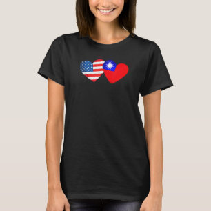 Taiwan USA-Flagge Herz Taiwanesisch-Amerikanische T-Shirt