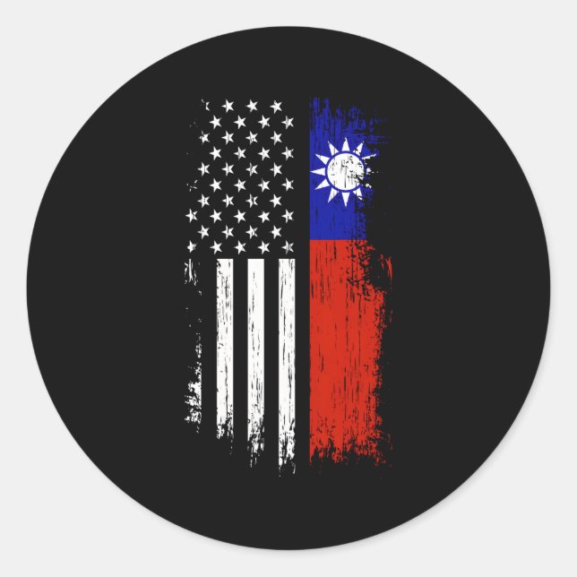 taiwanesische amerikanische Flagge Pride Taiwan US Runder Aufkleber (Vorderseite)