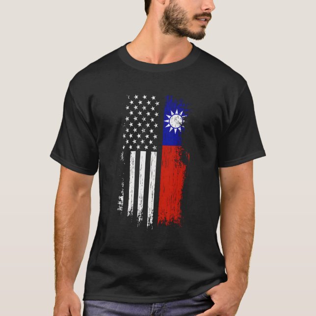 taiwanesische amerikanische Flagge Pride Taiwan US T-Shirt (Vorderseite)