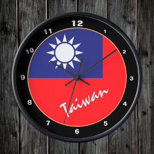 taiwanesische Flagge, patriotische taiwanesische Z Runde Wanduhr