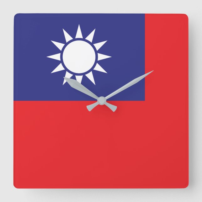 taiwanesische Flagge Quadratische Wanduhr (Vorderseite)