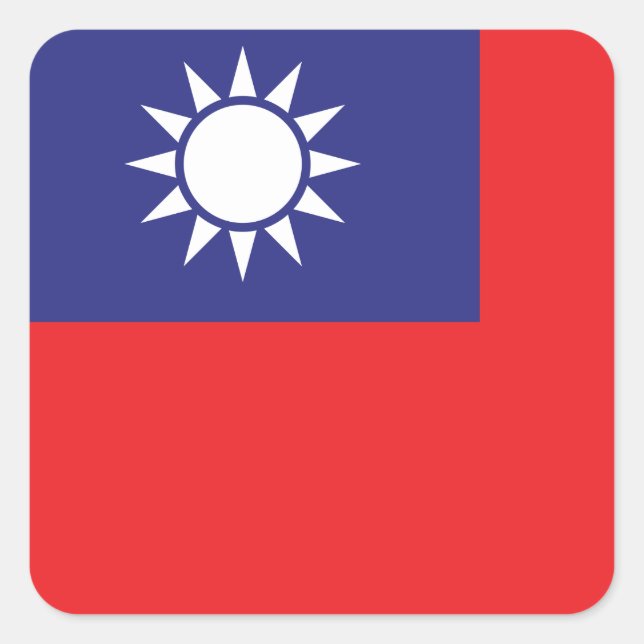 taiwanesische Flagge Quadratischer Aufkleber (Vorderseite)