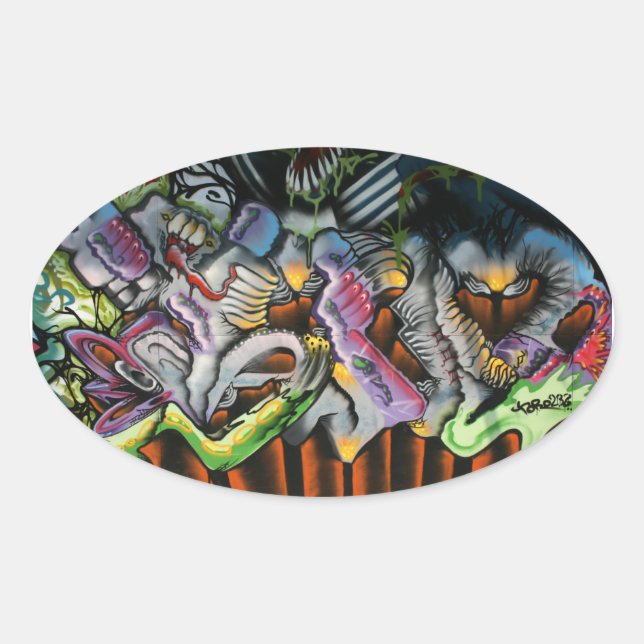 Taiwanesische Graffiti, Taipei, Taiwan Ovaler Aufkleber (Vorderseite)