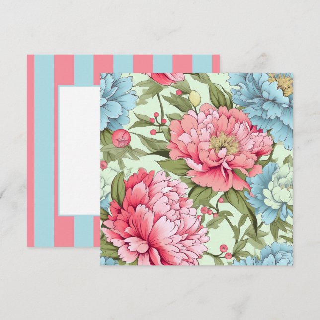 taiwanesische Peonies Einladung (Vorne/Hinten)