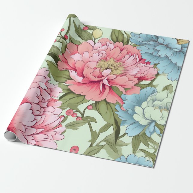taiwanesische Peonies Geschenkpapier (Ungerollt)