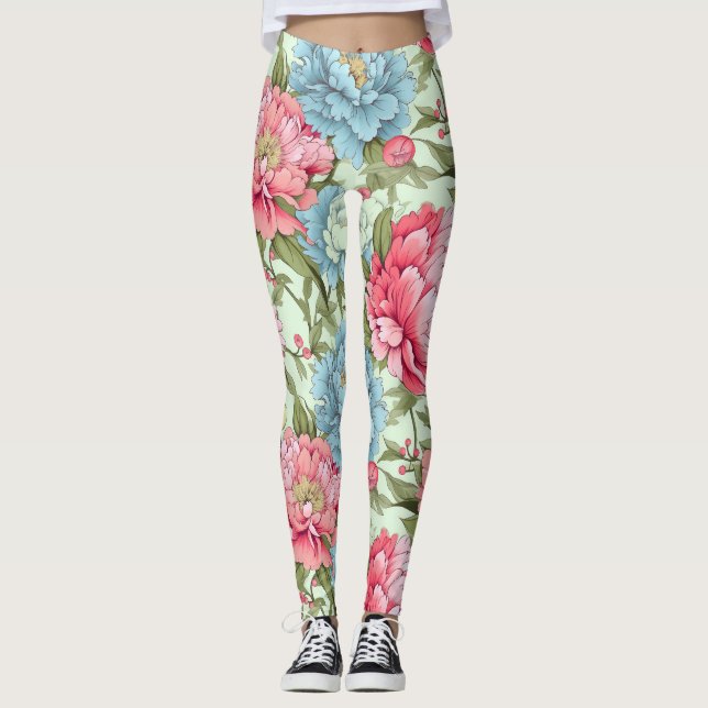 taiwanesische Peonies Leggings (Vorderseite)