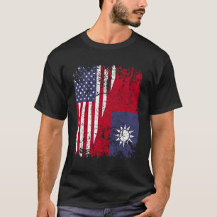 Taiwanesische Roots Halb-Amerikanische Flagge USA  T-Shirt