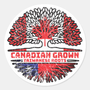 Taiwanisch Kanadisches Tree Roots Flag Kanada Runder Aufkleber