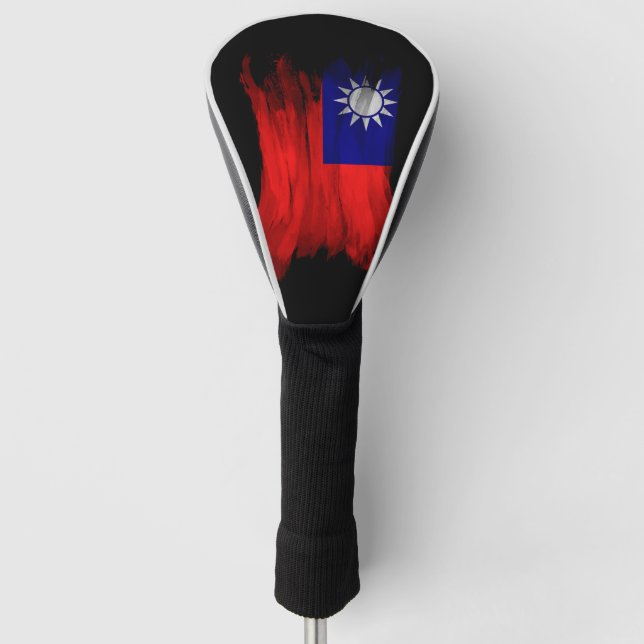 Taiwans Flagge Pinselstrich, nationale Flagge Golf Headcover (Vorderseite)