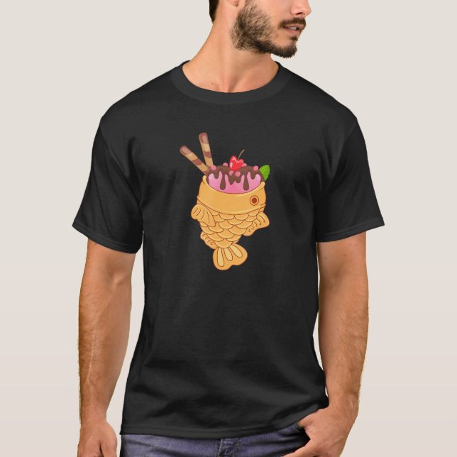 Taiyaki Japanischer Eiscreme Wüstenfisch geformt T-Shirt (Vorderseite)