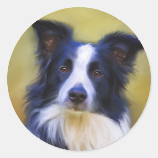 Taj - Border Collie Art Runder Aufkleber