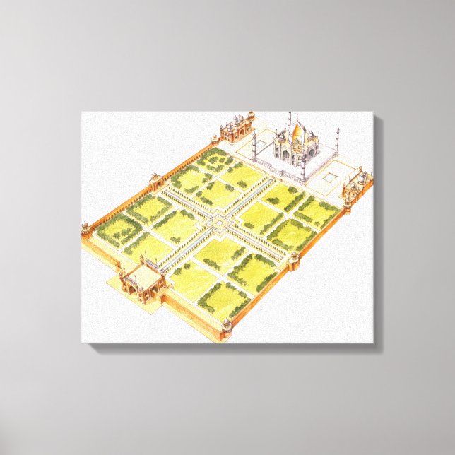 Taj Mahal. Adra India. Grab und Gärten Leinwanddruck (Vorderseite)
