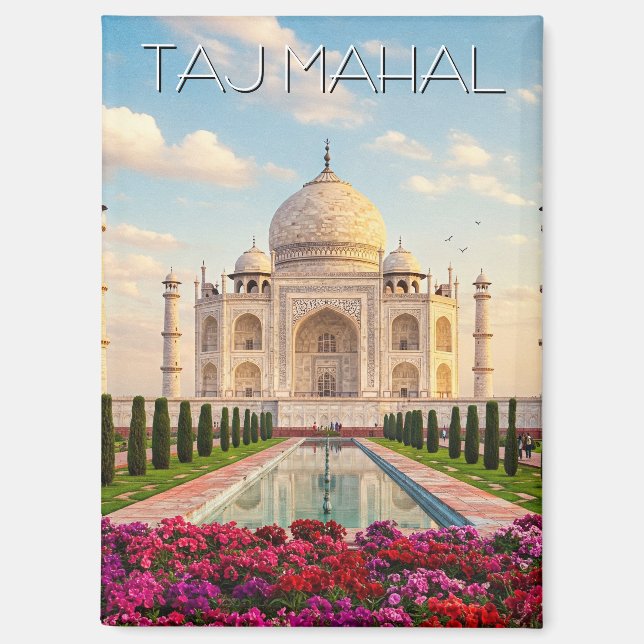 Taj Mahal Agra India Blume Magnet (Vorderseite)